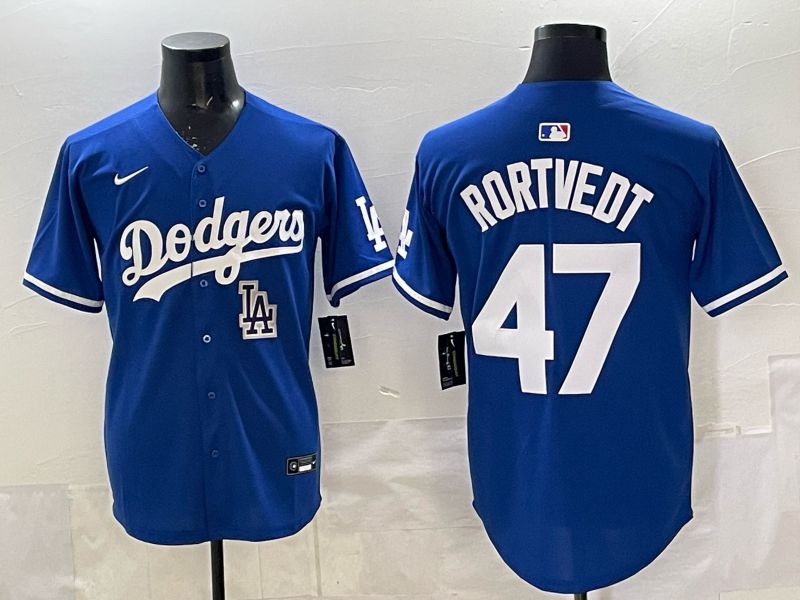 Men 2025 Los Angeles Dodgers #47 Rortvedt Blue Game Nike MLB Jersey style 0012->los angeles dodgers->MLB Jersey